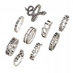 Arihant Silver Plated Snake inspired Stackable Rings Set of 9