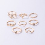 Arihant Gold Plated Set of 8 Heartbeat inspired Contemporary Stackable Rings Set For Women and Girls