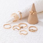 Arihant Gold Plated Set of 8 Heartbeat inspired Contemporary Stackable Rings Set For Women and Girls