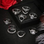 Arihant Silver Plated Set of 10 Stone studded Stackable Rings Set For Women and Girls
