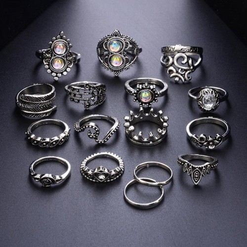Arihant Combo of 16 Silver Plated Mixed Sized Ring...
