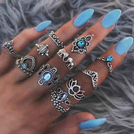 Arihant Combo of 13 Silver Plated Mixed Sized Rings PC-RNG-904