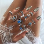 Arihant Combo of 13 Silver Plated Mixed Sized Rings PC-RNG-904