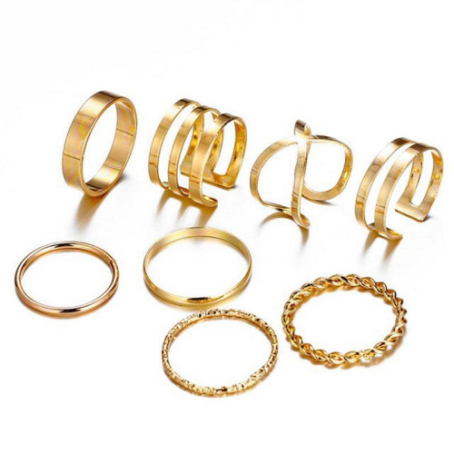 Arihant Combo of 8 Gold Plated Mixed Sized Rings P...