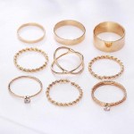 Arihant Combo of 9 Gold Plated Mixed Sized Rings PC-RNG-907