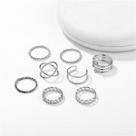 Arihant Combo of 9 Silver Plated Mixed Sized Rings PC-RNG-909
