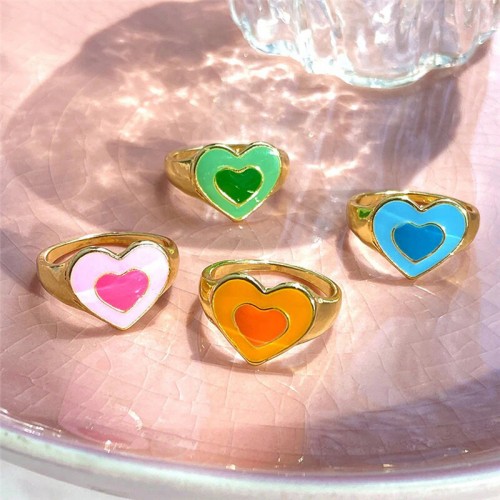 Arihant Jewellery For Women Gold Plated Multicolor Heart Shaped Rings Set of 4