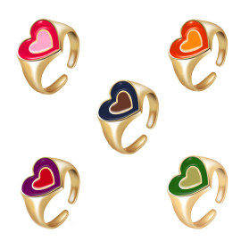 Arihant Jewellery For Women Gold Plated Multicolor Heart Shaped Rings Set of 5