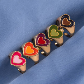 Arihant Jewellery For Women Gold Plated Multicolor Heart Shaped Rings Set of 5