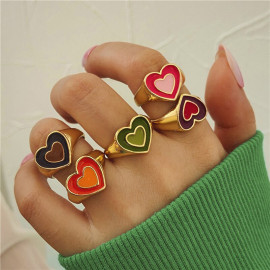 Arihant Jewellery For Women Gold Plated Multicolor Heart Shaped Rings Set of 5