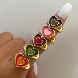 Arihant Jewellery For Women Gold Plated Multicolor Heart Shaped Rings Set of 5