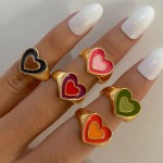 Arihant Jewellery For Women Gold Plated Multicolor Heart Shaped Rings Set of 5
