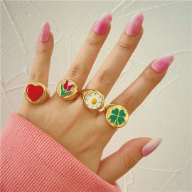 Arihant Jewellery For Women Gold Plated Multicolor Rings Set of 4
