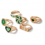 Arihant Jewellery For Women Gold Plated Green Rings Set of 6