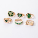 Arihant Jewellery For Women Gold Plated Green Rings Set of 6