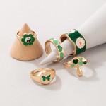 Arihant Jewellery For Women Gold Plated Green Rings Set of 5