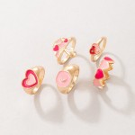 Arihant Jewellery For Women Gold Plated Pink Rings Set of 5