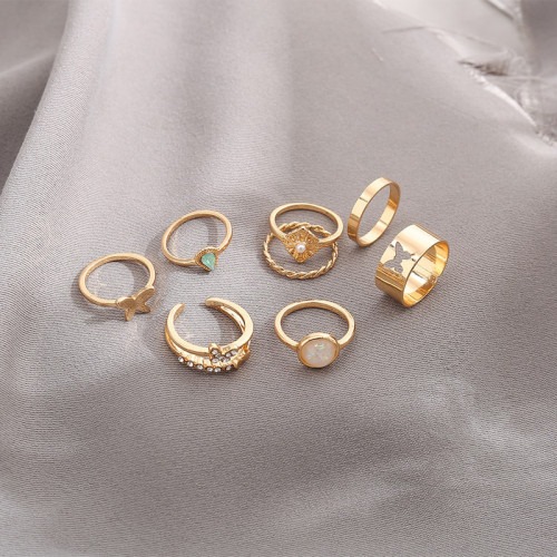 Arihant Jewellery For Women Gold Plated Gold-Toned  Rings Set of 7