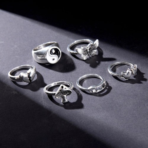 Arihant Jewellery For Women Silver Plated Silver-Toned  Rings Set of 6