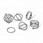Arihant Jewellery For Women Silver Plated Black-Toned  Rings Set of 6