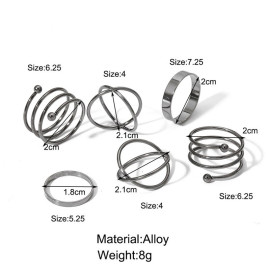 Arihant Jewellery For Women Silver Plated Black-Toned  Rings Set of 6