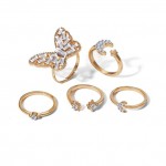 Arihant Jewellery For Women Gold Plated Gold Toned  Rings Set of 5
