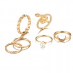 Arihant Jewellery For Women Gold Plated Gold-Toned  Rings Set of 6