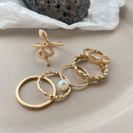 Arihant Jewellery For Women Gold Plated Gold-Toned  Rings Set of 6