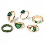 Arihant Jewellery For Women Gold Plated Green Stackable Rings Set of 6