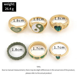 Arihant Jewellery For Women Gold Plated Green Stackable Rings Set of 6