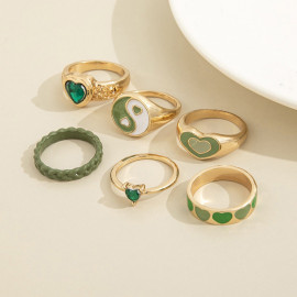 Arihant Jewellery For Women Gold Plated Green Stackable Rings Set of 6