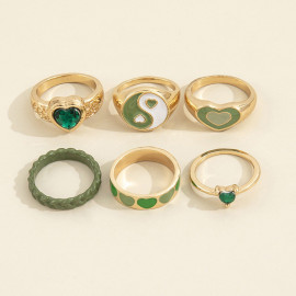 Arihant Jewellery For Women Gold Plated Green Stackable Rings Set of 6