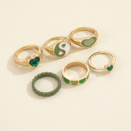 Arihant Jewellery For Women Gold Plated Green Stackable Rings Set of 6