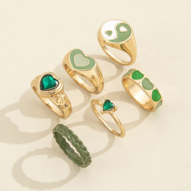 Arihant Jewellery For Women Gold Plated Green Stackable Rings Set of 6