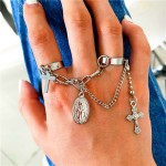 Arihant Jewellery For Women Silver Plated Silver-Toned Cross Chain Ring Set