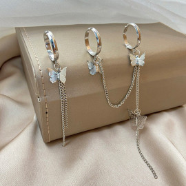 Arihant Jewellery For Women Silver Plated Silver Toned Butterfly Inspired Chain Rings Set