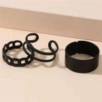 Arihant Jewellery For Women Black Silver Plated Contemporary Stackable Rings Set of 3