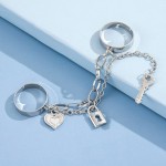 Arihant Jewellery For Women Silver-Toned Silver Plated Lock-Key inspired Chain Rings Set