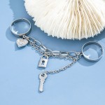 Arihant Jewellery For Women Silver-Toned Silver Plated Lock-Key inspired Chain Rings Set