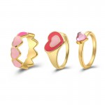 Arihant Jewellery For Women Pink Gold Plated Hearts inspired Stackable Rings Set of 3