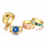 Arihant Jewellery For Women Gold Plated Multicolor Contemporary Stackable Rings Set of 4