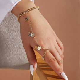 Arihant Jewellery For Women Gold Plated Butterfly inspired Contemporary Bracelet Cum Ring
