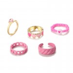 Arihant Jewellery For Women Pink Gold Plated Hearts inspired Contemporary Stackable Rings Set of 5