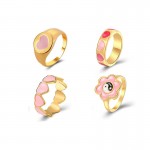 Arihant Jewellery For Women Pink Gold Plated Hearts inspired Contemporary Stackable Rings Set of 4
