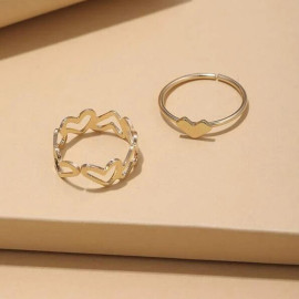 Arihant Jewellery For Women Hearts inspired Gold Plated Adjustable Rings Set of 2