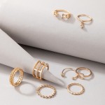Arihant Gold Plated Gold-Toned Contemporary Stackable Rings Set of 8