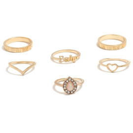 Arihant Gold Toned Gold Plated Stackable Rings Set of 7