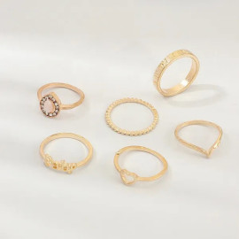 Arihant Gold Toned Gold Plated Stackable Rings Set of 7