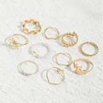Arihant Women Set of 10 Gold Plated Adjustable Floral Finger Ring