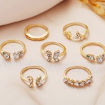 Arihant Gold Plated Stone Studded Contemporary Stackable Rings Set of 7